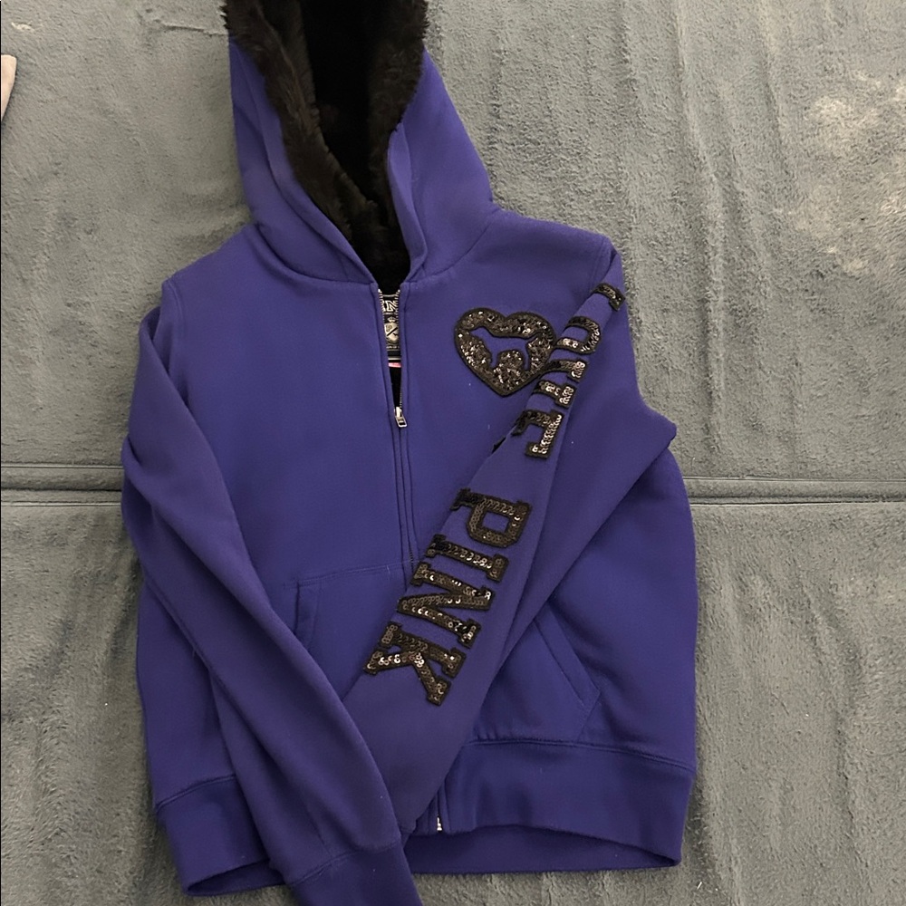 PINK Victoria's Secret Purple Hoodie with Sequin Detail